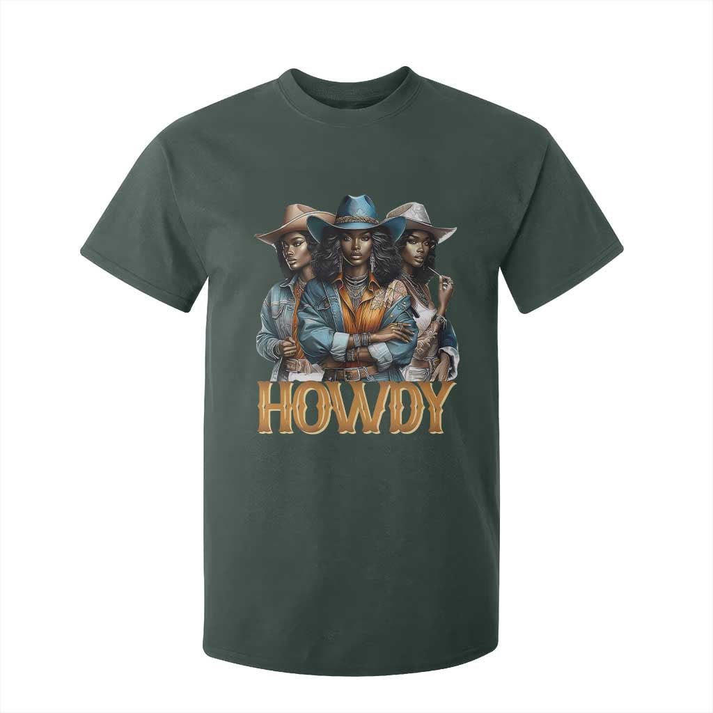 Howdy Melanin Cowgirl T Shirt For Kid Retro Western Rodeo Cowgirls Black History