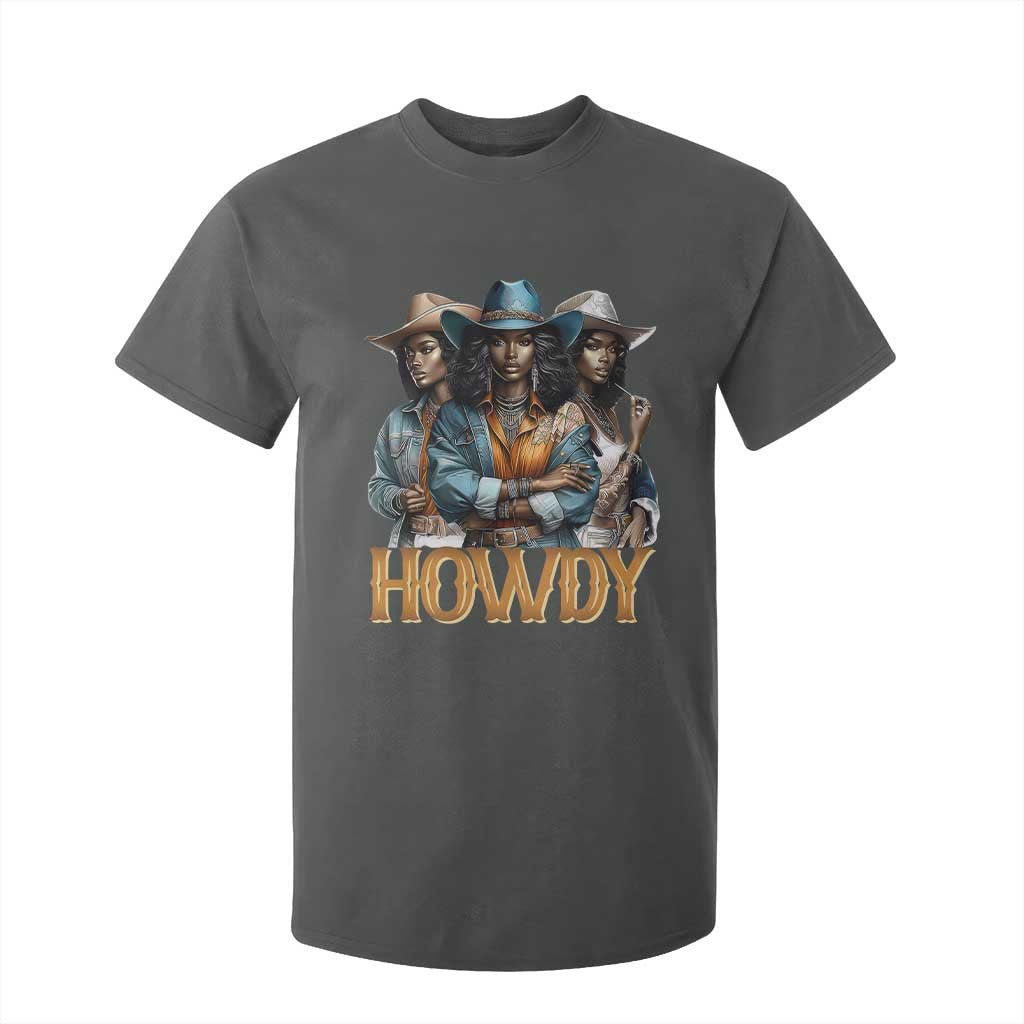 Howdy Melanin Cowgirl T Shirt For Kid Retro Western Rodeo Cowgirls Black History