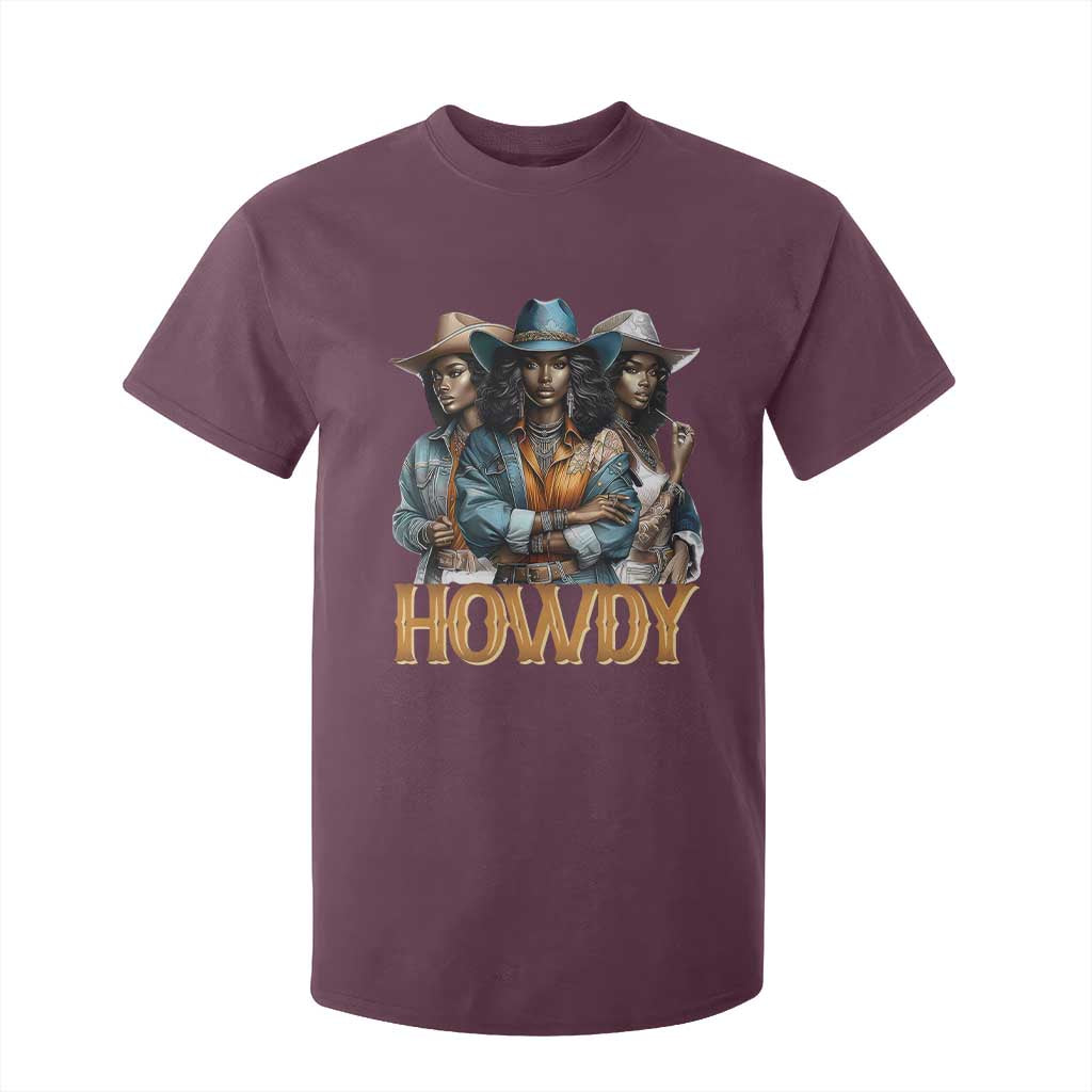 Howdy Melanin Cowgirl T Shirt For Kid Retro Western Rodeo Cowgirls Black History