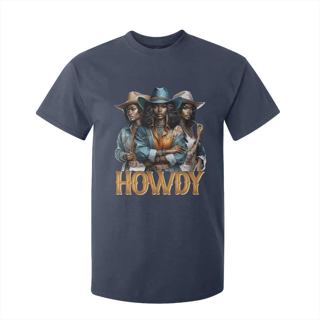 Howdy Melanin Cowgirl T Shirt For Kid Retro Western Rodeo Cowgirls Black History