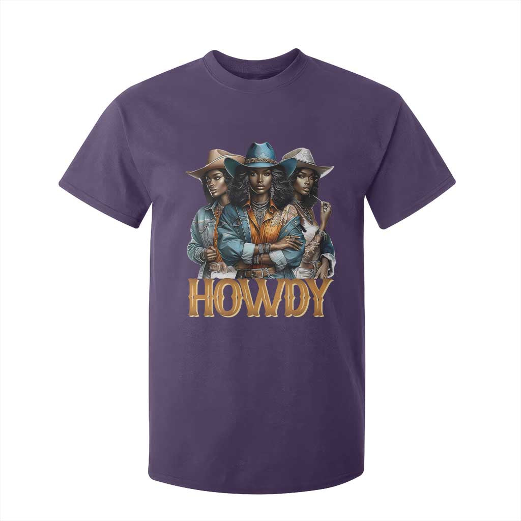Howdy Melanin Cowgirl T Shirt For Kid Retro Western Rodeo Cowgirls Black History