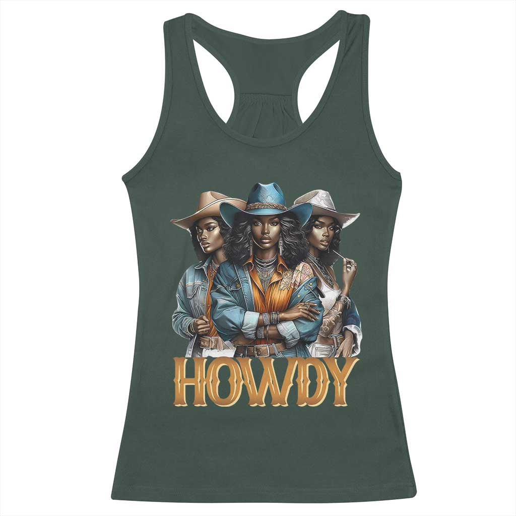 Howdy Melanin Cowgirl Racerback Tank Top Retro Western Rodeo Cowgirls Black History