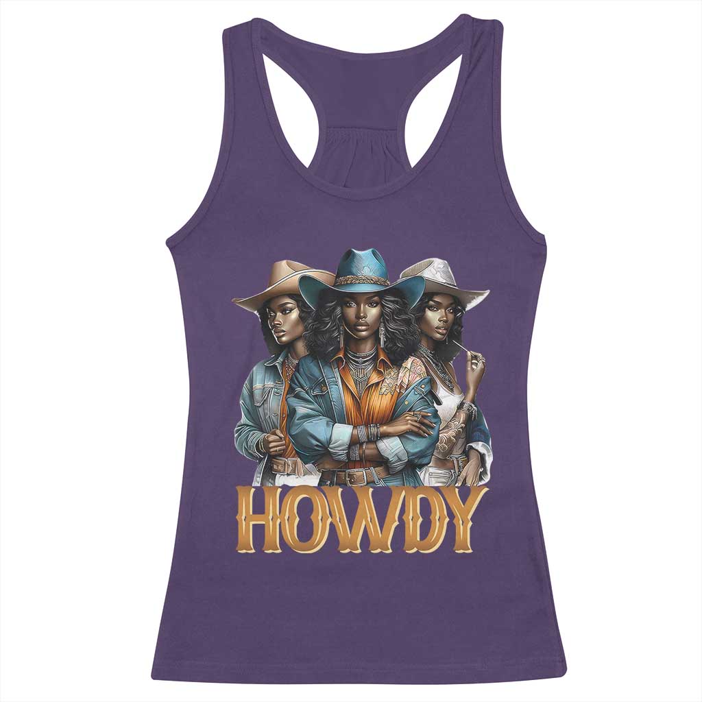 Howdy Melanin Cowgirl Racerback Tank Top Retro Western Rodeo Cowgirls Black History