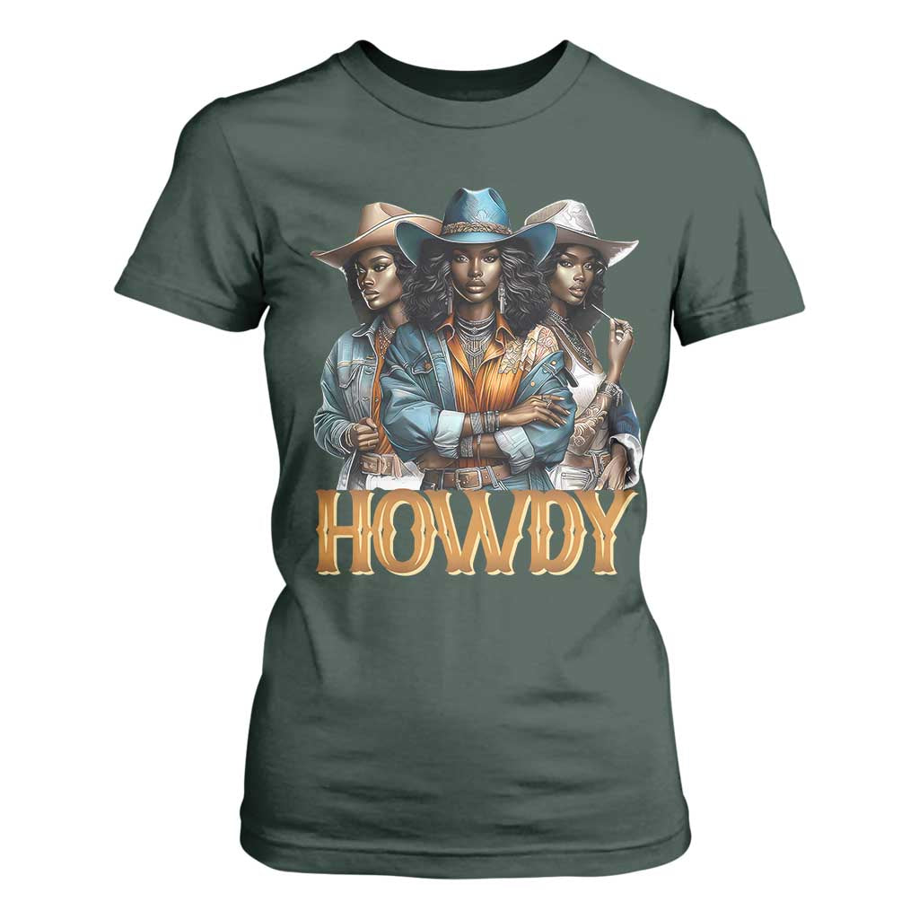 Howdy Melanin Cowgirl T Shirt For Women Retro Western Rodeo Cowgirls Black History