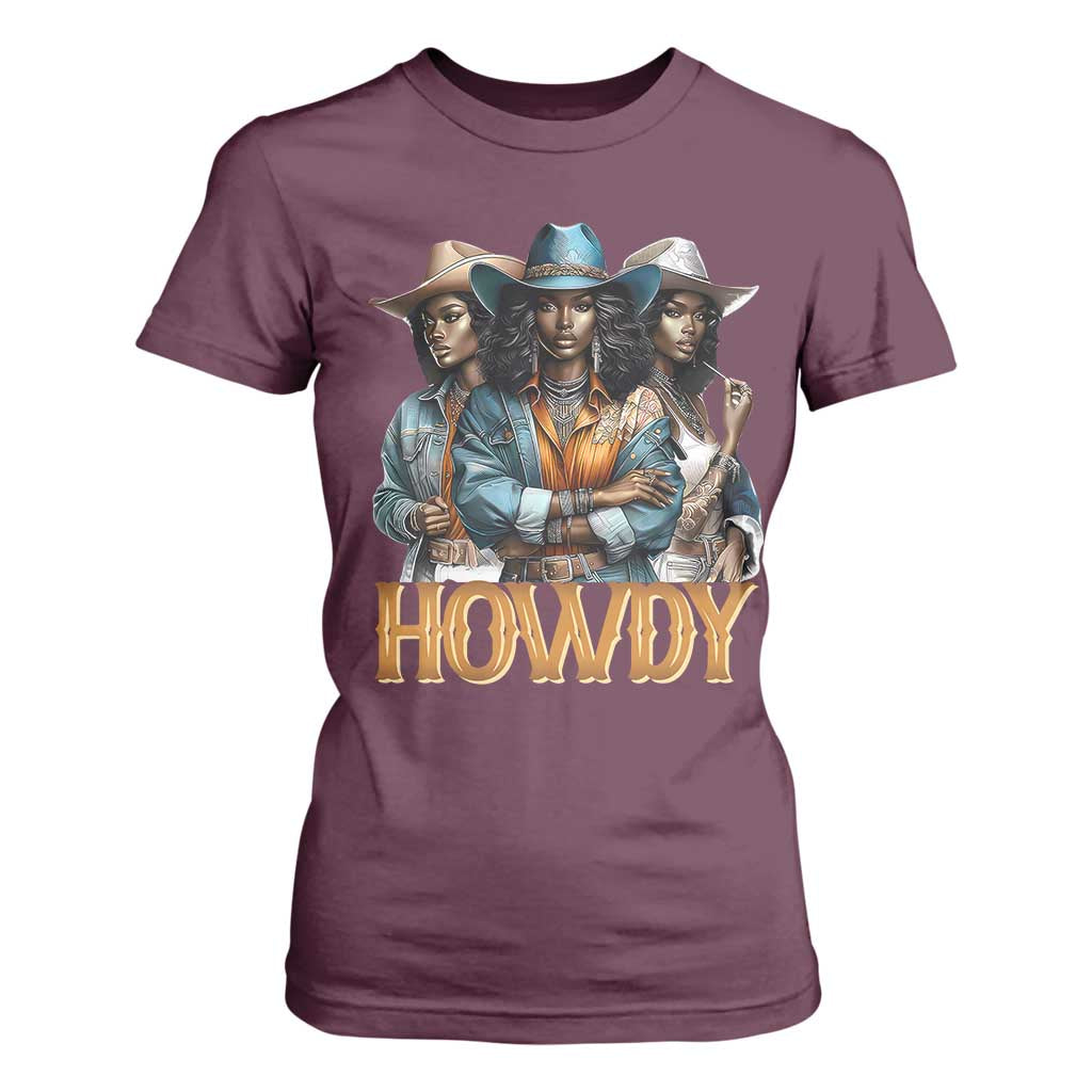 Howdy Melanin Cowgirl T Shirt For Women Retro Western Rodeo Cowgirls Black History
