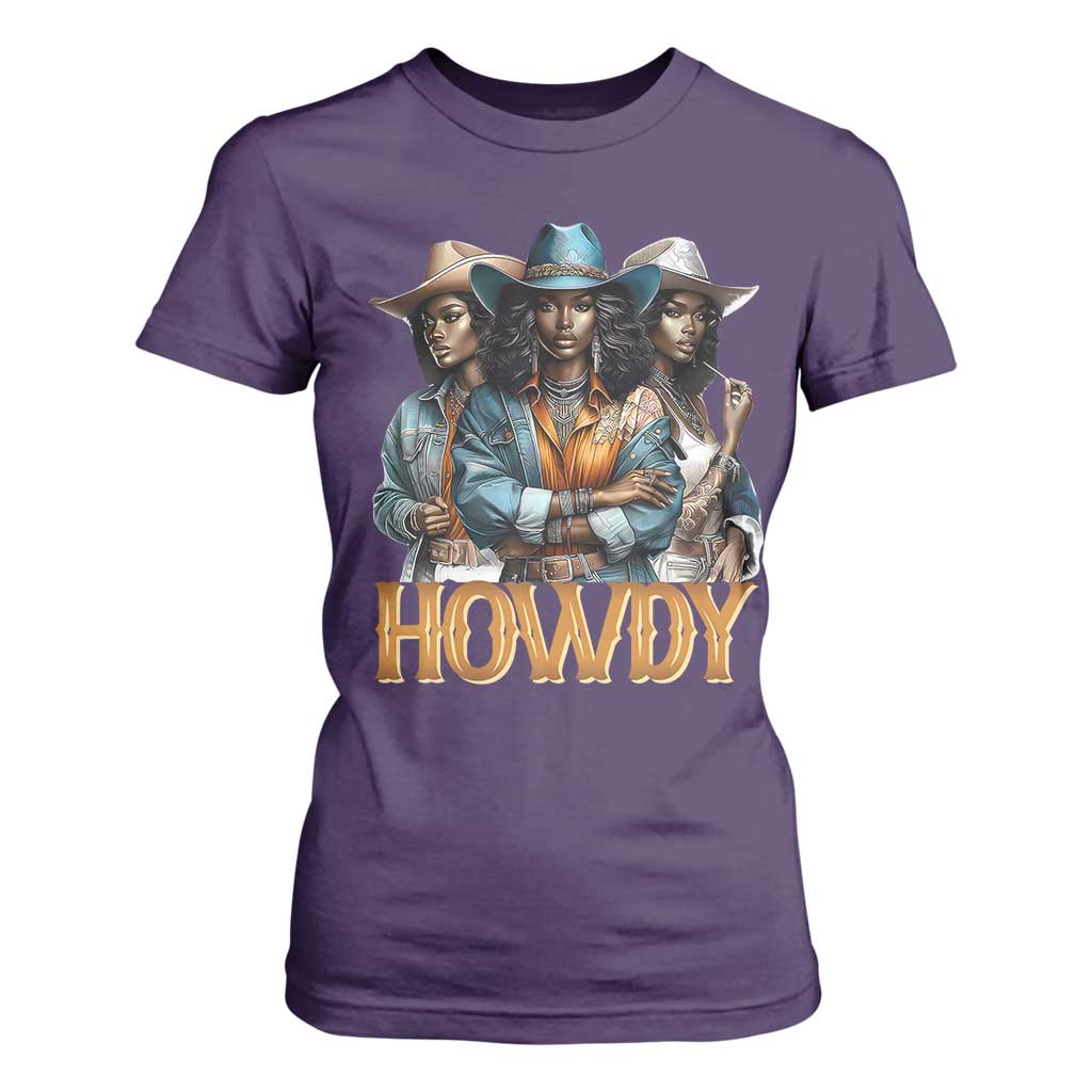 Howdy Melanin Cowgirl T Shirt For Women Retro Western Rodeo Cowgirls Black History