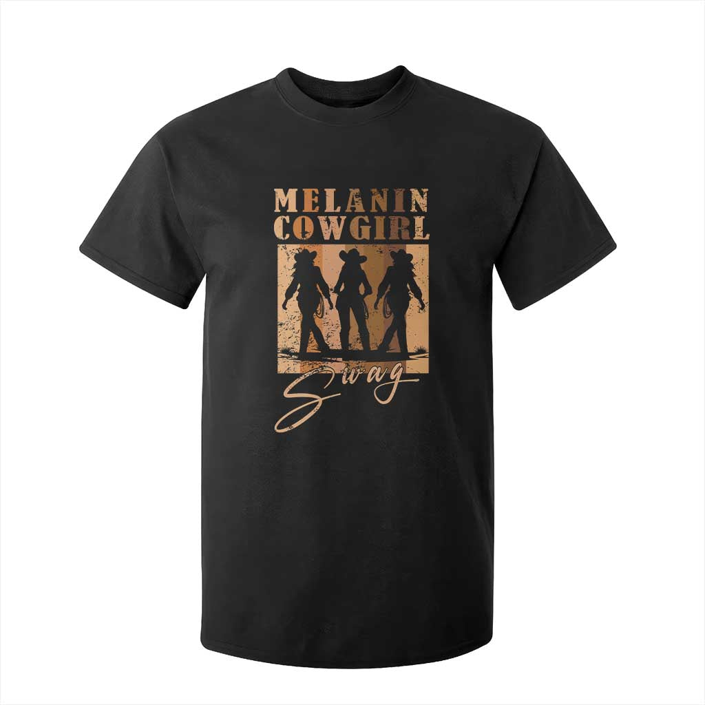 African Melanin Cowgirl Swag T Shirt For Kid Cowgirls Black History Pride Retro