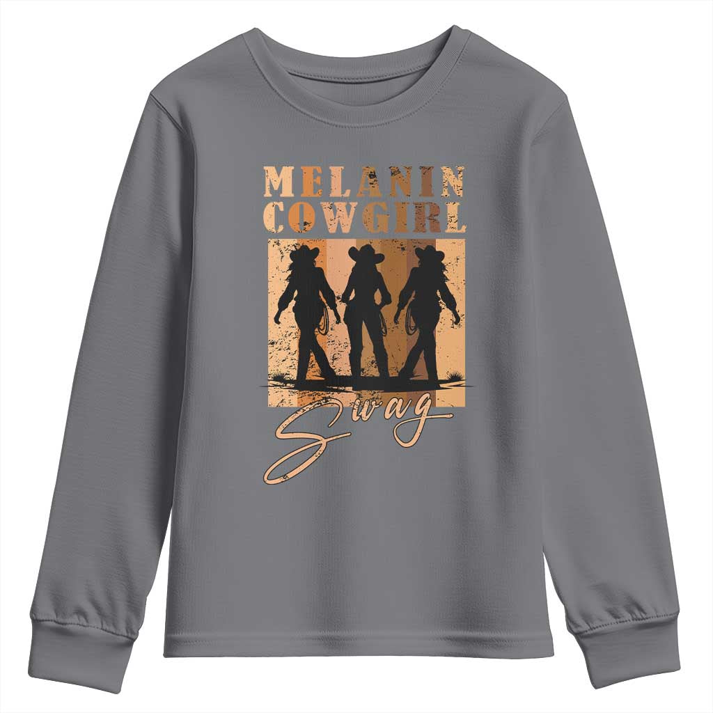 African Melanin Cowgirl Swag Youth Sweatshirt Cowgirls Black History Pride Retro