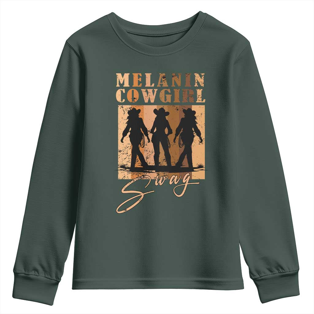 African Melanin Cowgirl Swag Youth Sweatshirt Cowgirls Black History Pride Retro