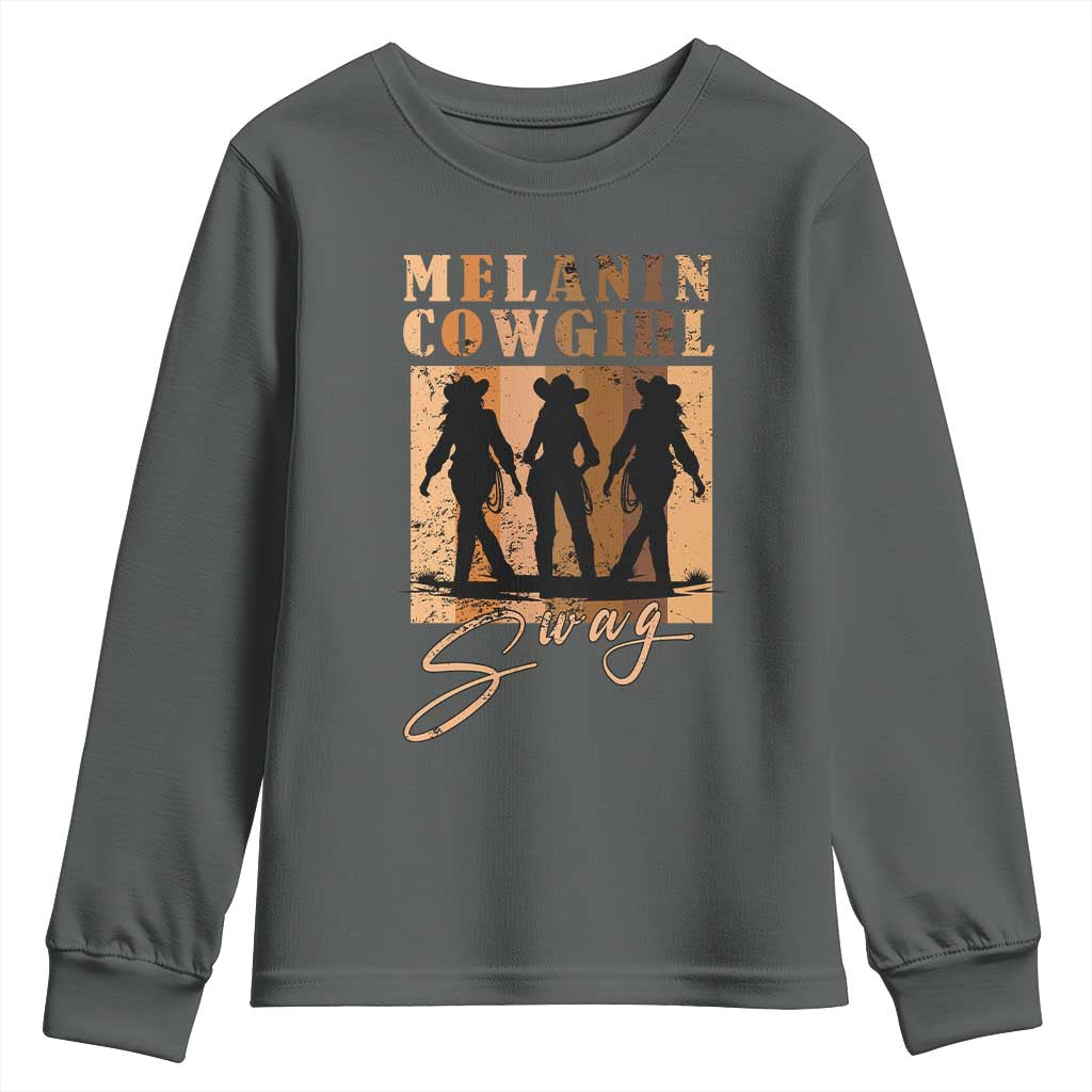 African Melanin Cowgirl Swag Youth Sweatshirt Cowgirls Black History Pride Retro