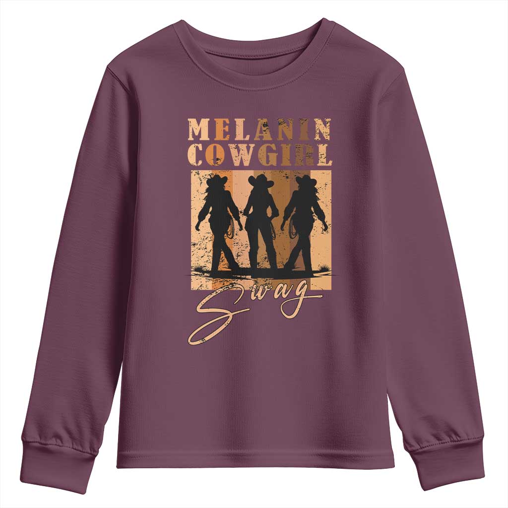 African Melanin Cowgirl Swag Youth Sweatshirt Cowgirls Black History Pride Retro
