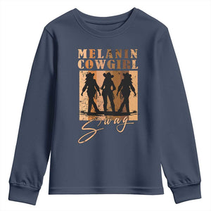 African Melanin Cowgirl Swag Youth Sweatshirt Cowgirls Black History Pride Retro