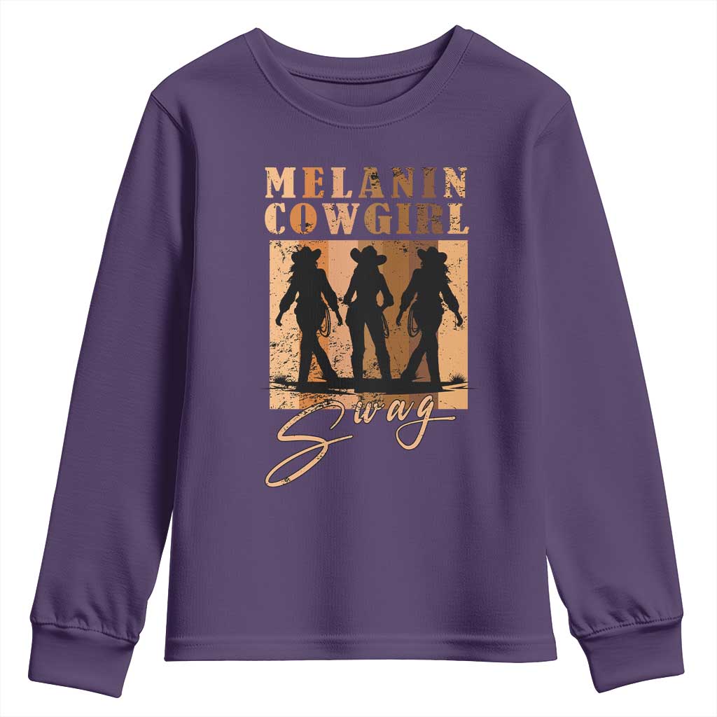 African Melanin Cowgirl Swag Youth Sweatshirt Cowgirls Black History Pride Retro