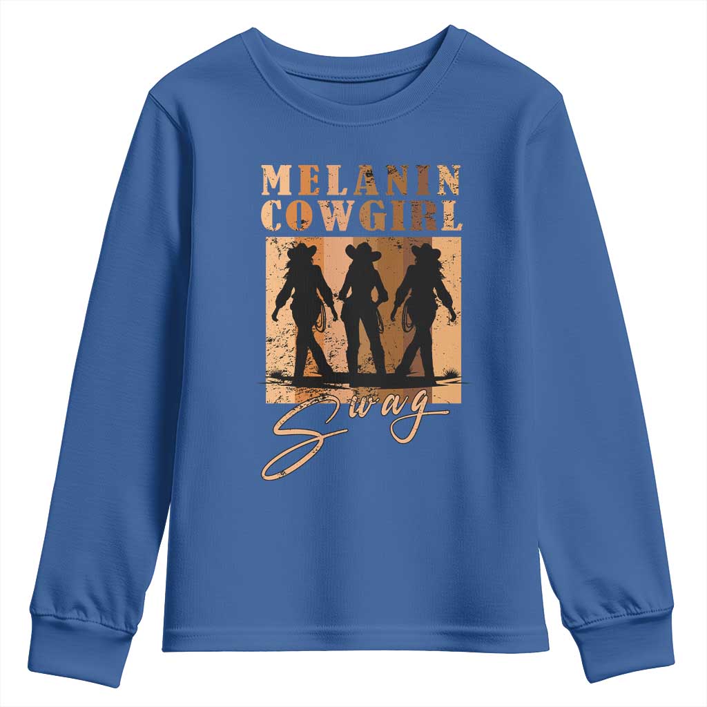 African Melanin Cowgirl Swag Youth Sweatshirt Cowgirls Black History Pride Retro