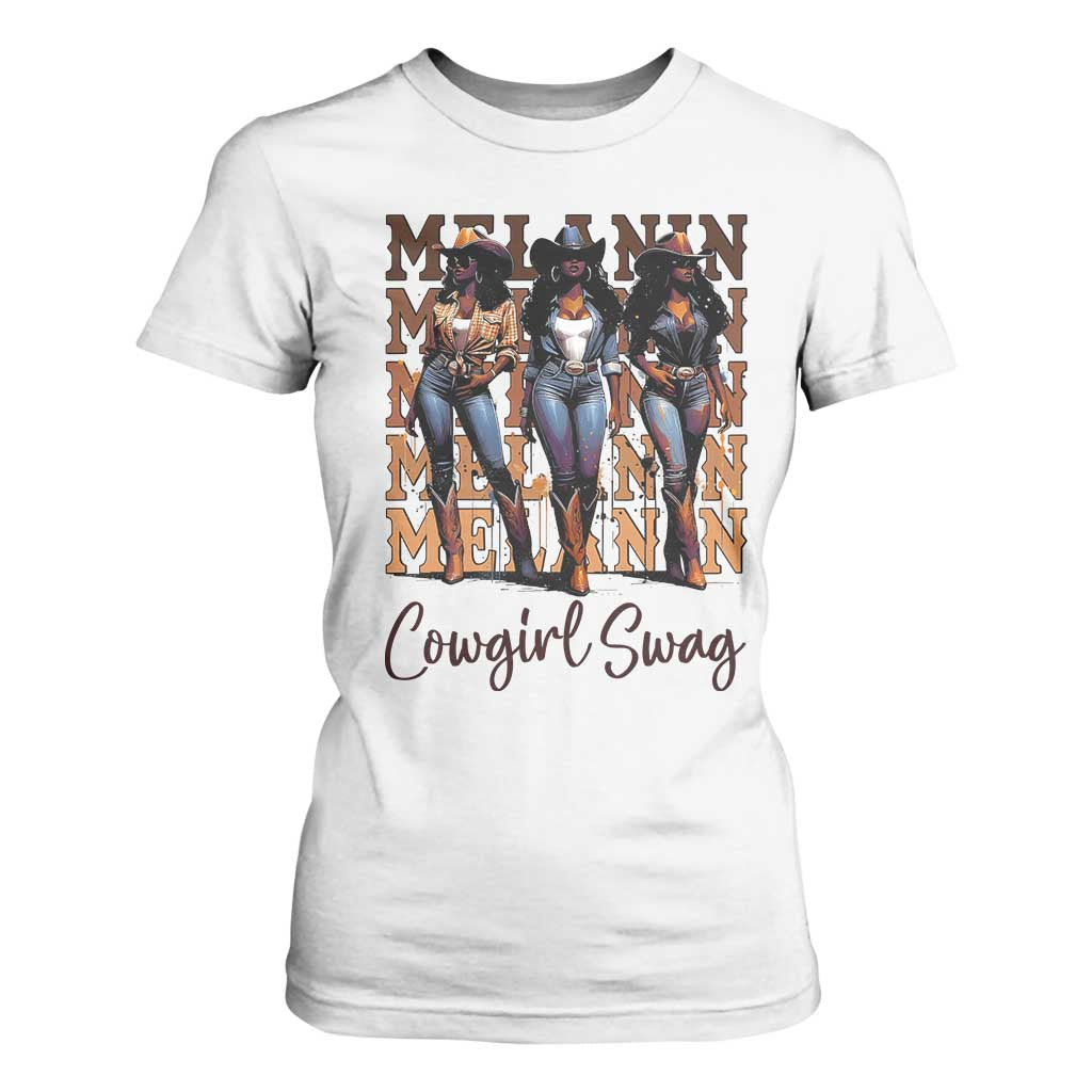 African Melanin Cowgirl Swag T Shirt For Women Cowgirls Black History Pride