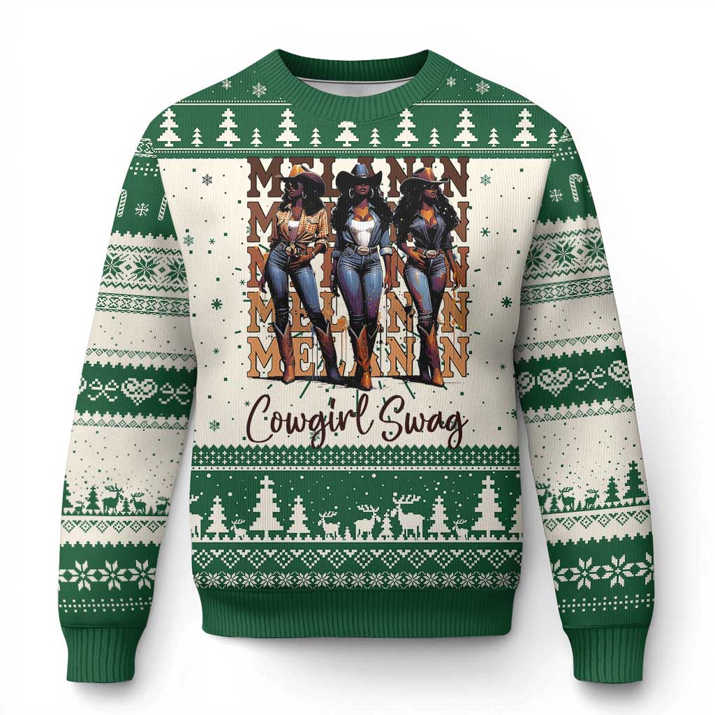 African Melanin Cowgirl Swag Knit Sweatshirt Cowgirls Black History Pride