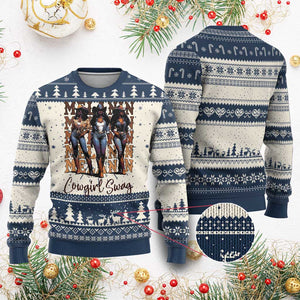 African Melanin Cowgirl Swag Knit Sweatshirt Cowgirls Black History Pride