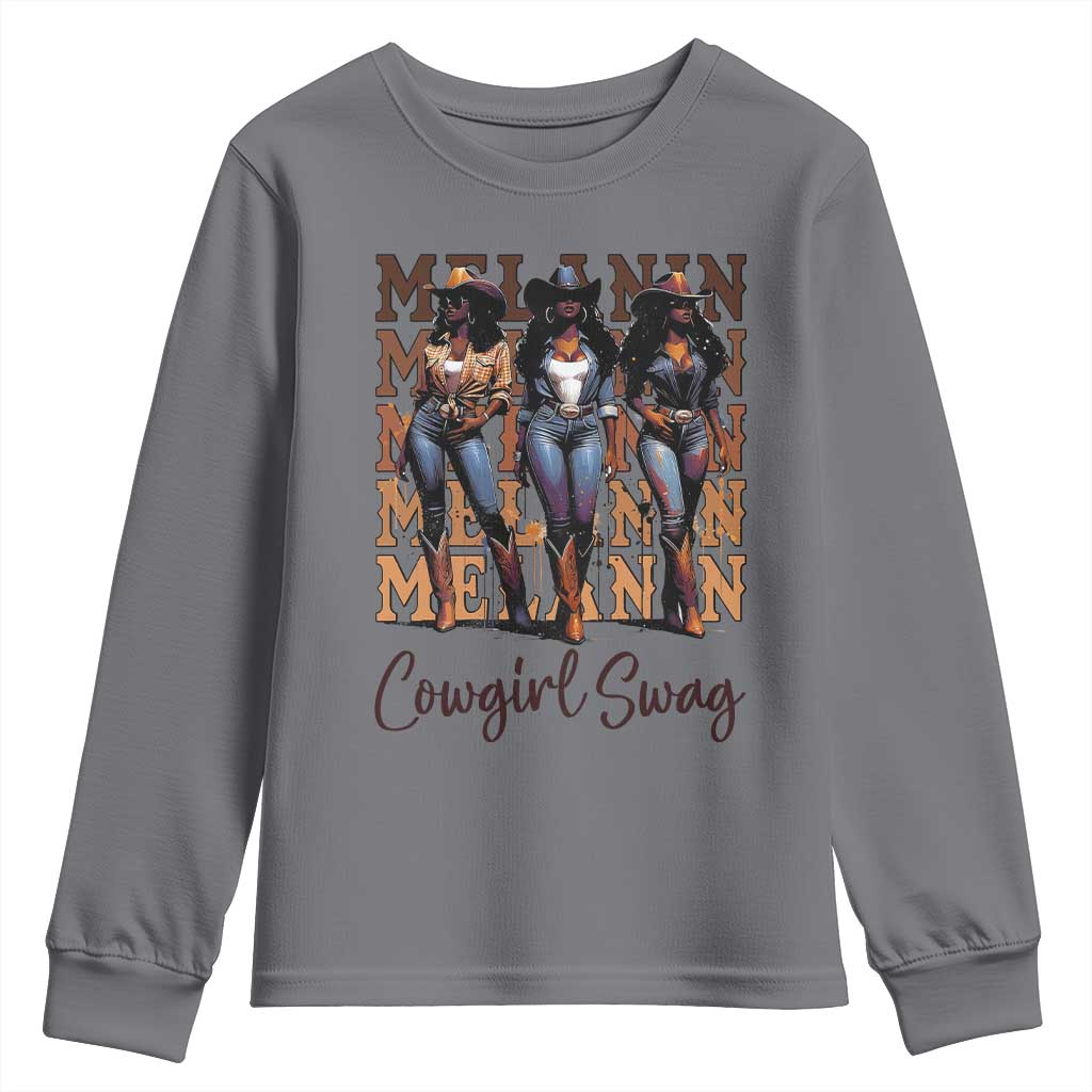 African Melanin Cowgirl Swag Youth Sweatshirt Cowgirls Black History Pride
