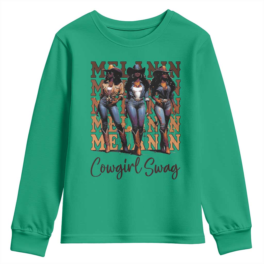 African Melanin Cowgirl Swag Youth Sweatshirt Cowgirls Black History Pride