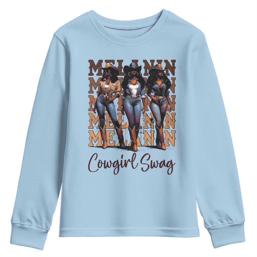 African Melanin Cowgirl Swag Youth Sweatshirt Cowgirls Black History Pride
