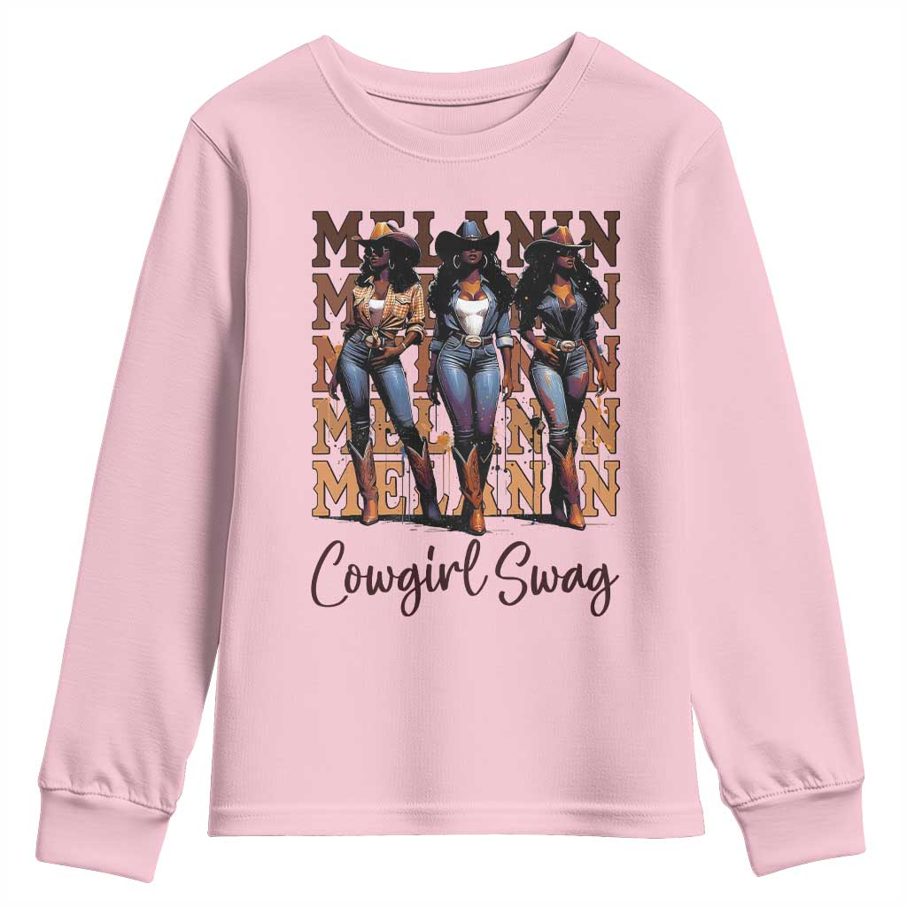 African Melanin Cowgirl Swag Youth Sweatshirt Cowgirls Black History Pride