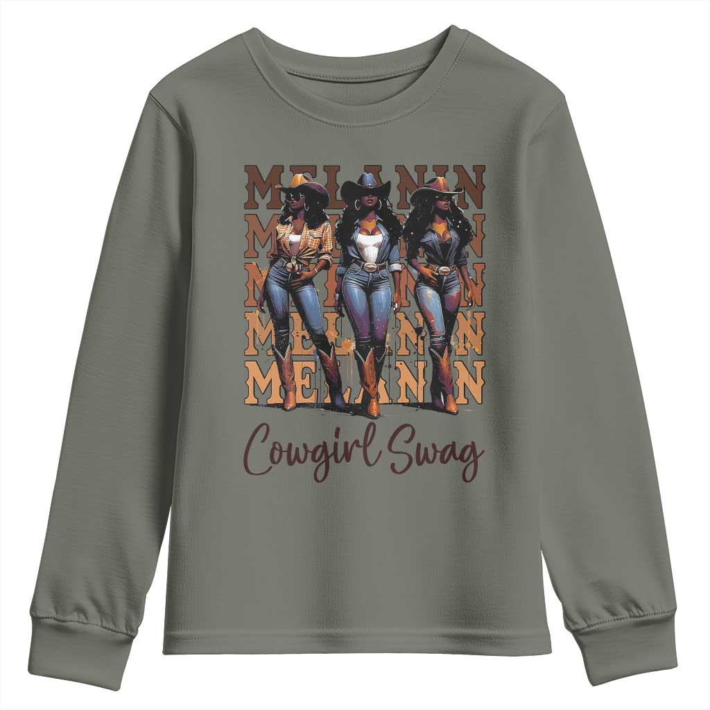 African Melanin Cowgirl Swag Youth Sweatshirt Cowgirls Black History Pride