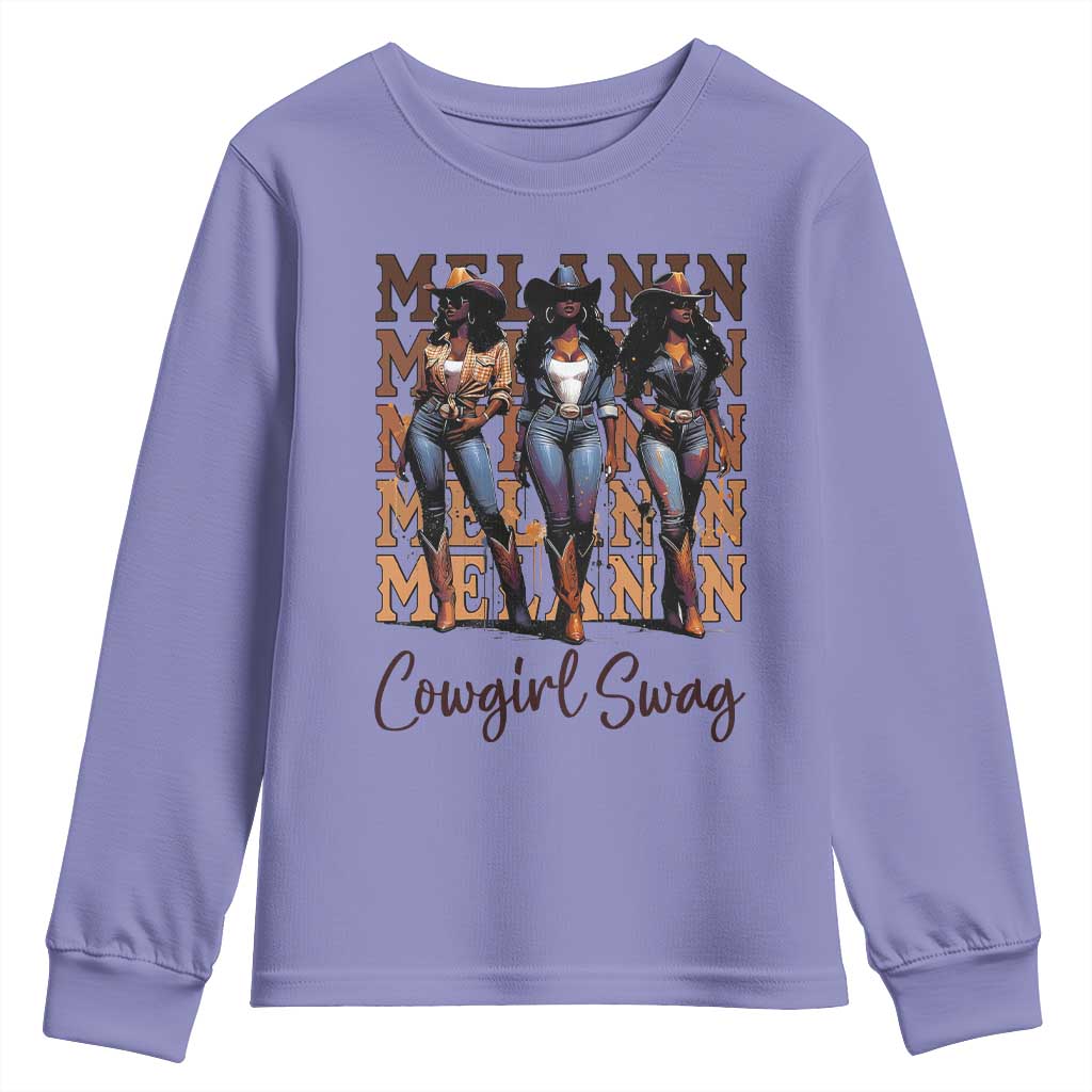 African Melanin Cowgirl Swag Youth Sweatshirt Cowgirls Black History Pride