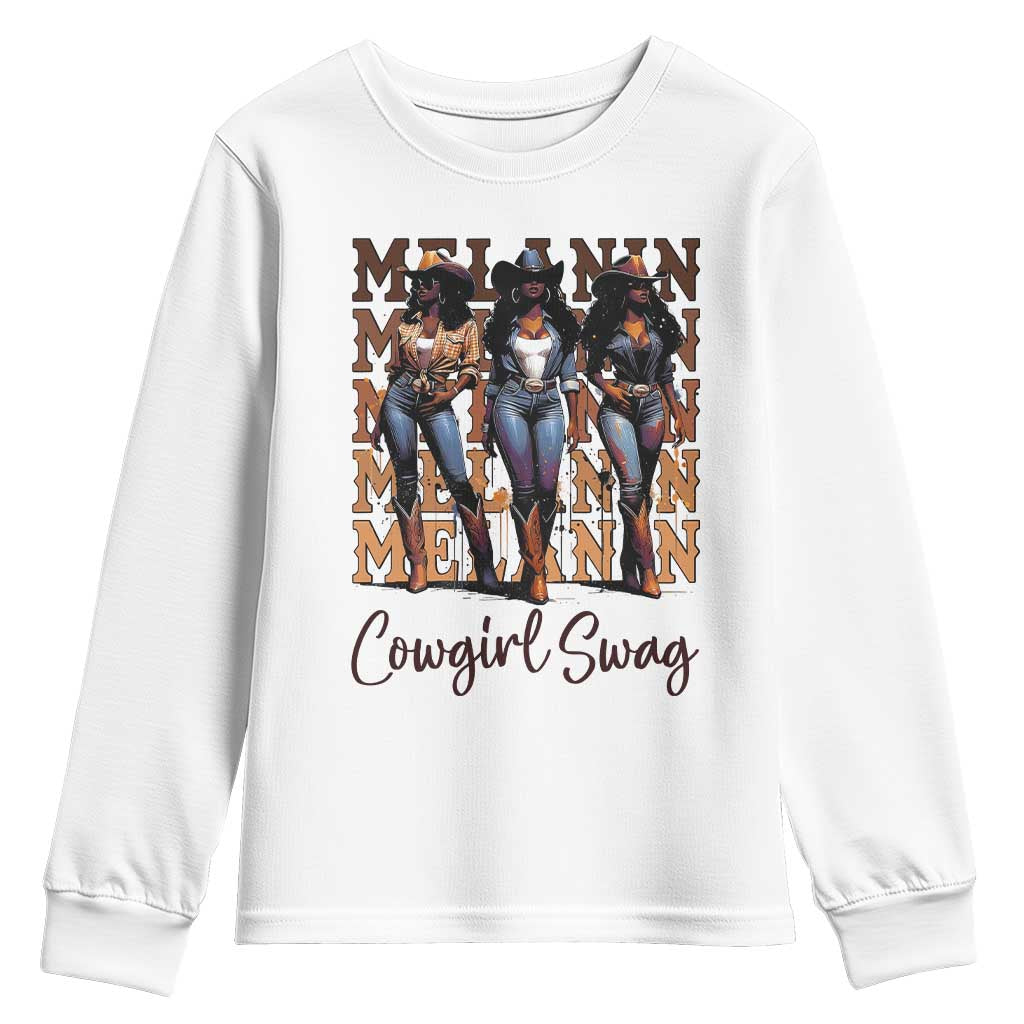 African Melanin Cowgirl Swag Youth Sweatshirt Cowgirls Black History Pride