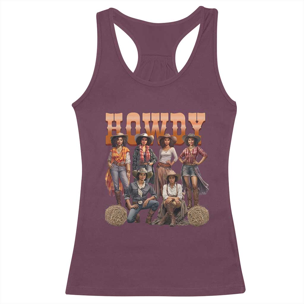 Howdy African Melanin Cowgirl Racerback Tank Top Black History Western Rodeo Texas
