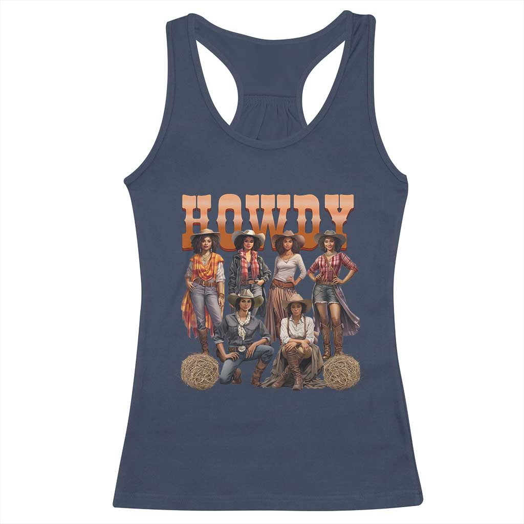 Howdy African Melanin Cowgirl Racerback Tank Top Black History Western Rodeo Texas
