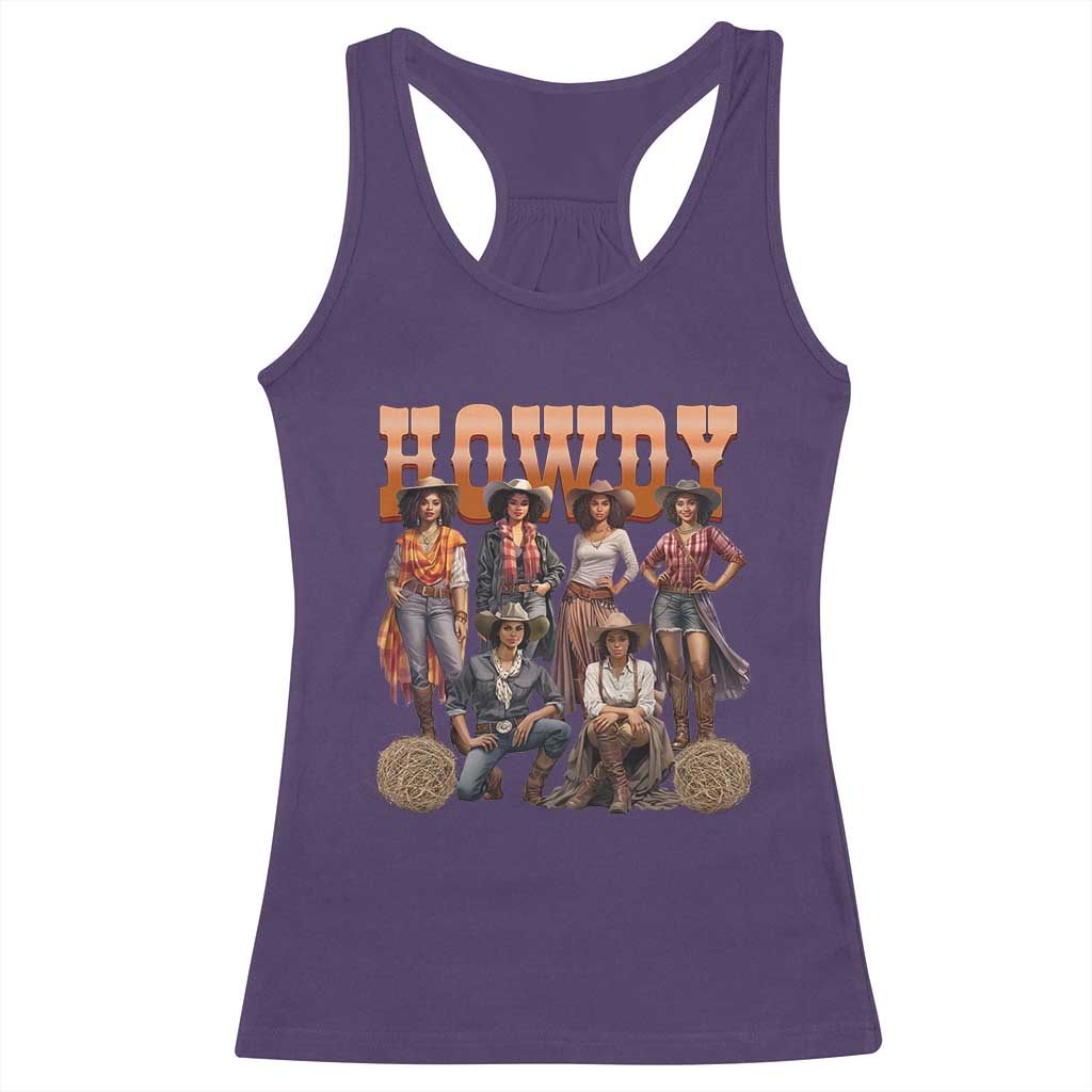 Howdy African Melanin Cowgirl Racerback Tank Top Black History Western Rodeo Texas