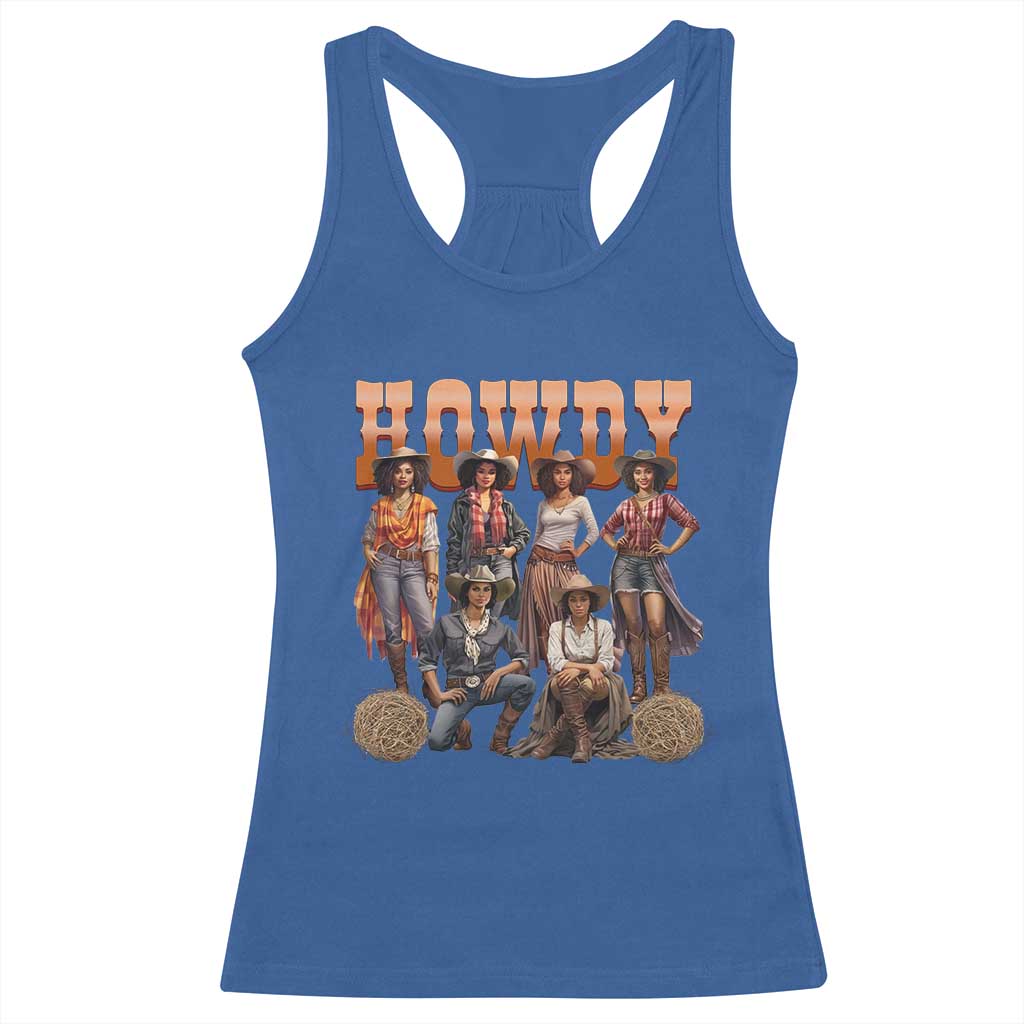 Howdy African Melanin Cowgirl Racerback Tank Top Black History Western Rodeo Texas