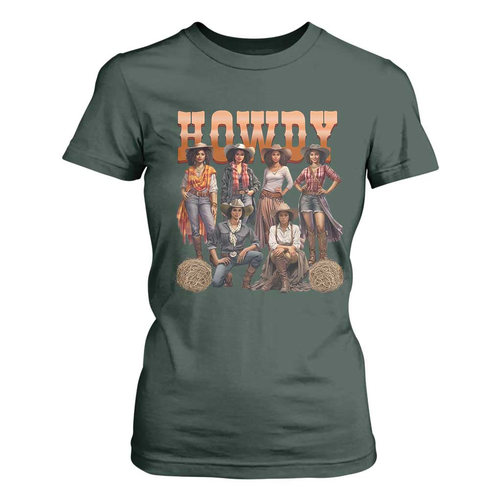 Howdy African Melanin Cowgirl T Shirt For Women Black History Western Rodeo Texas