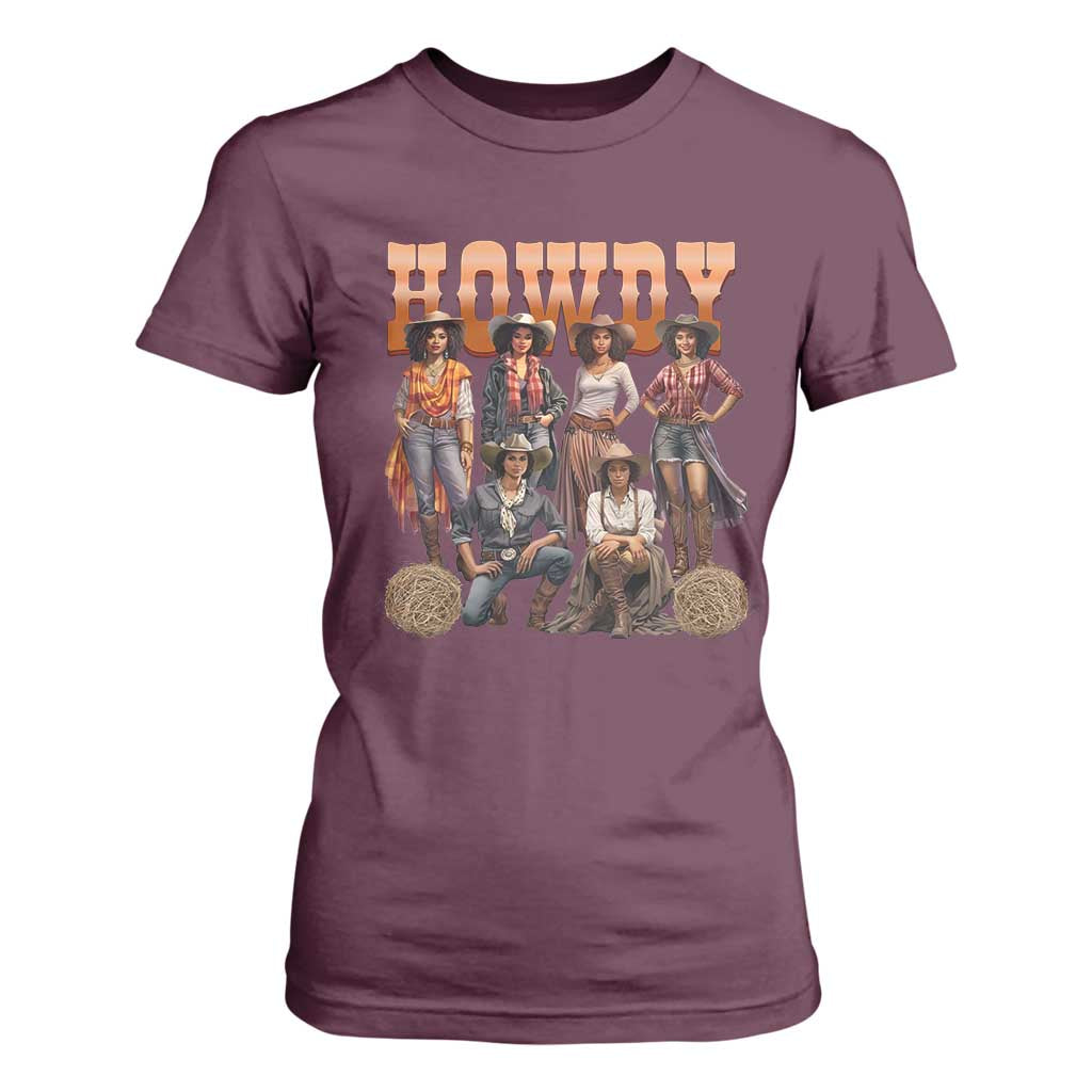 Howdy African Melanin Cowgirl T Shirt For Women Black History Western Rodeo Texas