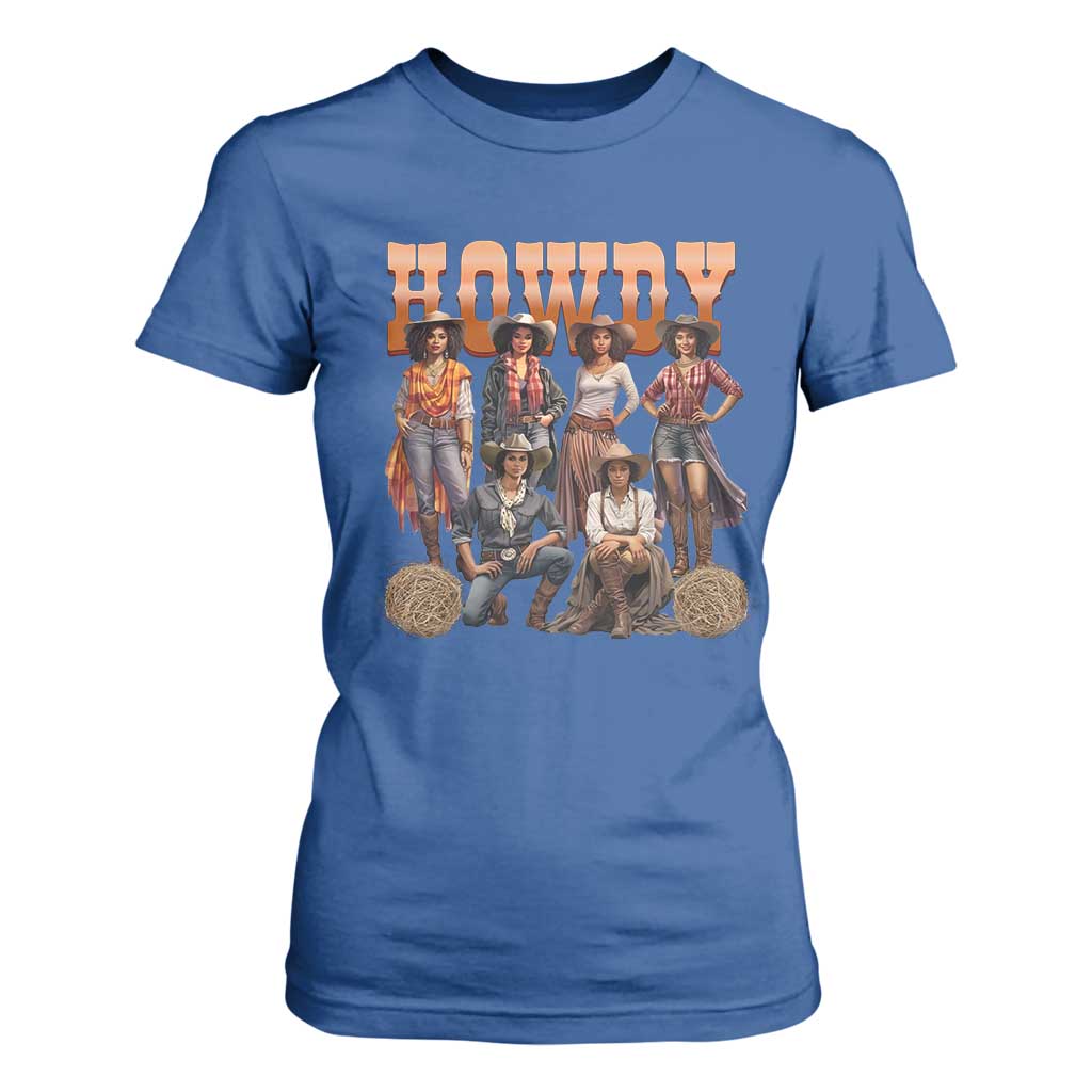 Howdy African Melanin Cowgirl T Shirt For Women Black History Western Rodeo Texas