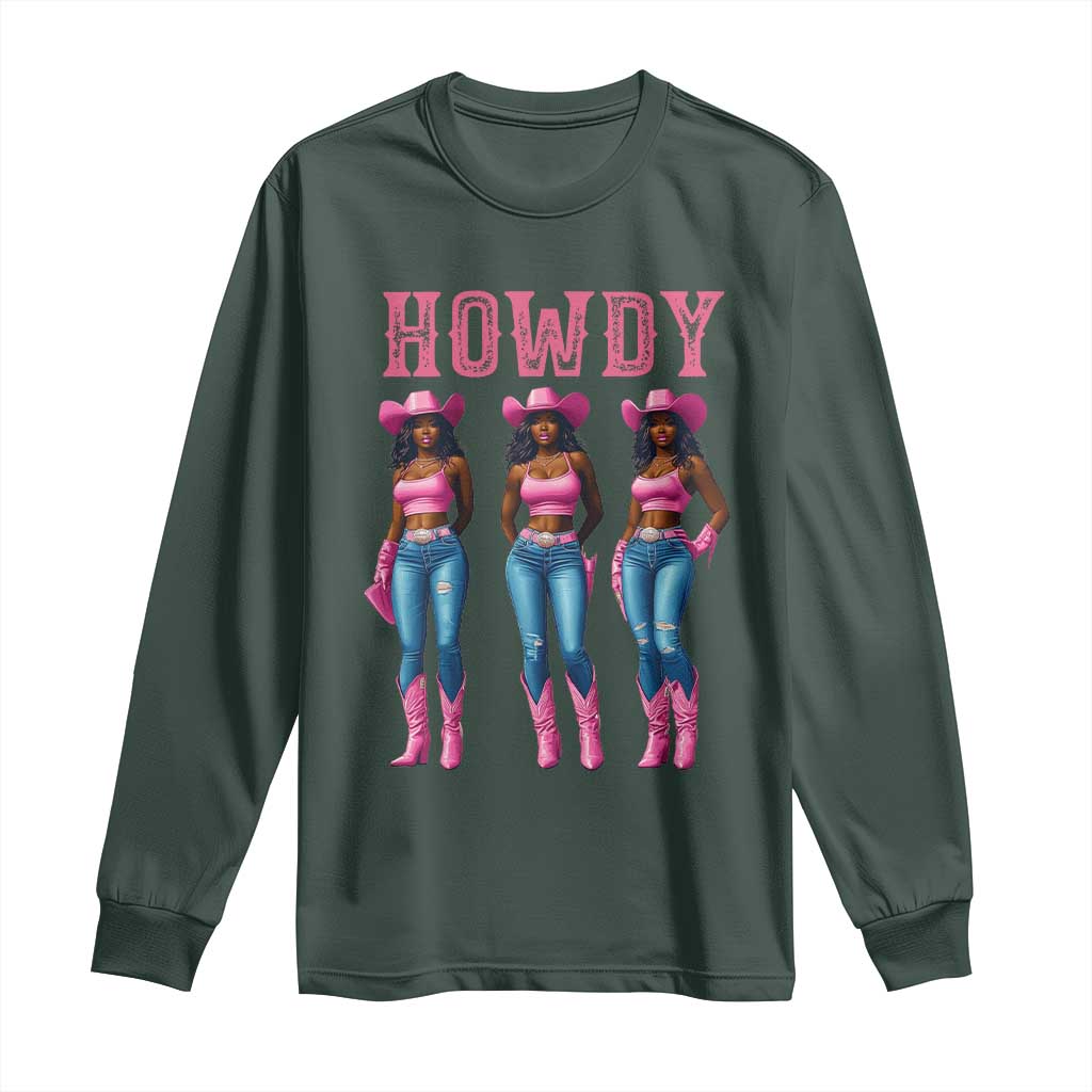 Howdy Melanin Cowgirl Long Sleeve Shirt Western Rodeo Women Black Cowgirls