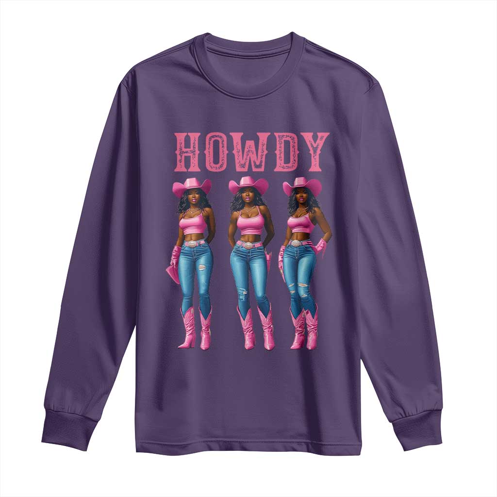 Howdy Melanin Cowgirl Long Sleeve Shirt Western Rodeo Women Black Cowgirls