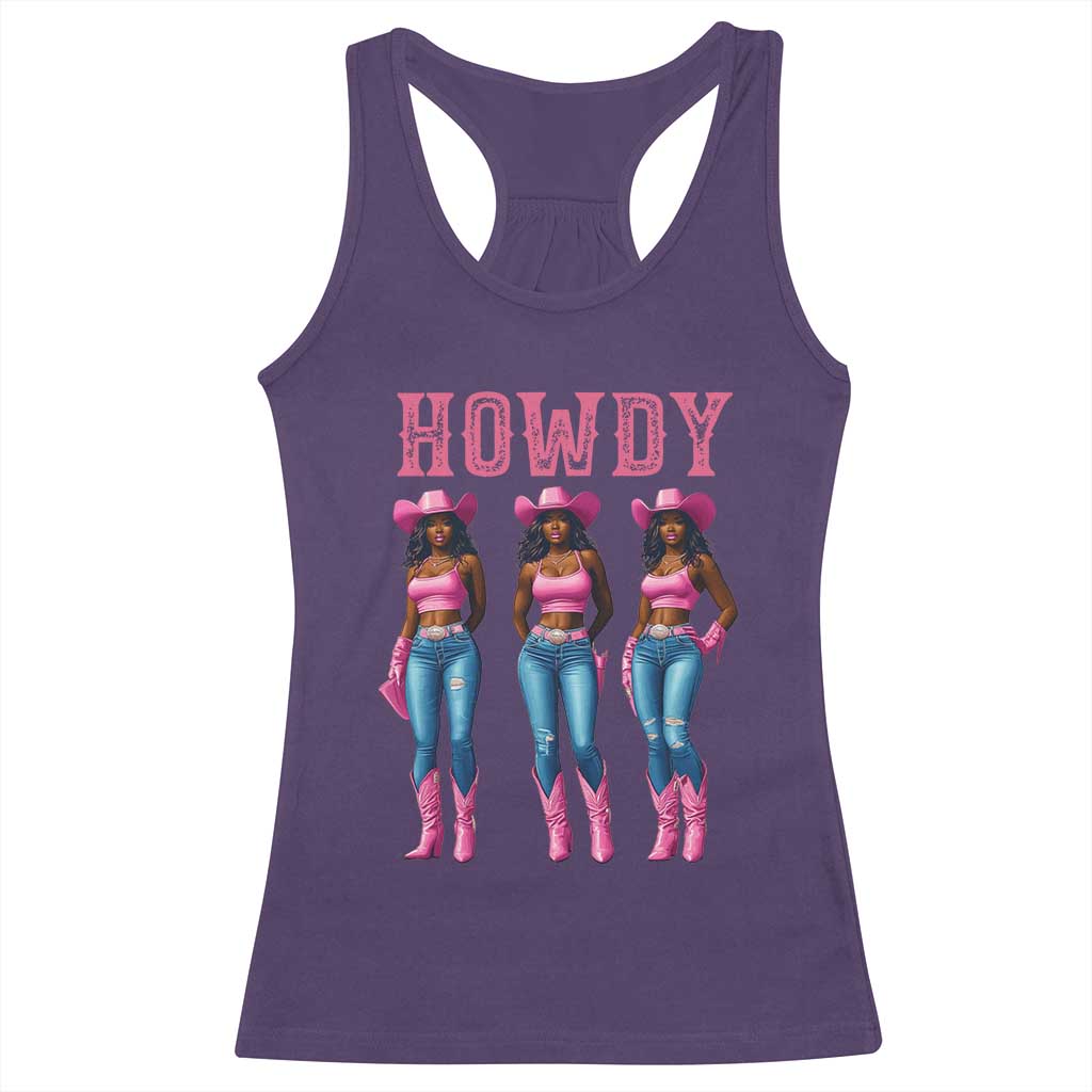 Howdy Melanin Cowgirl Racerback Tank Top Western Rodeo Women Black Cowgirls