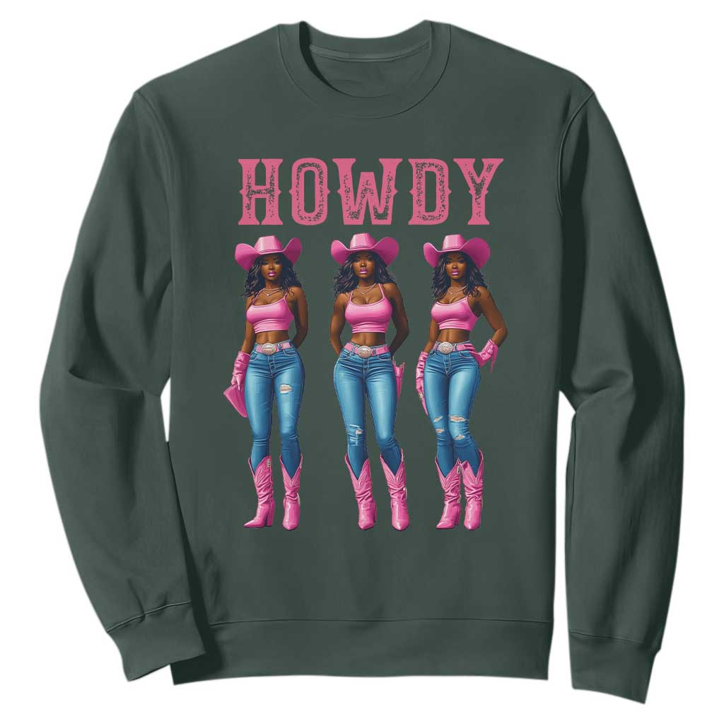 Howdy Melanin Cowgirl Sweatshirt Western Rodeo Women Black Cowgirls