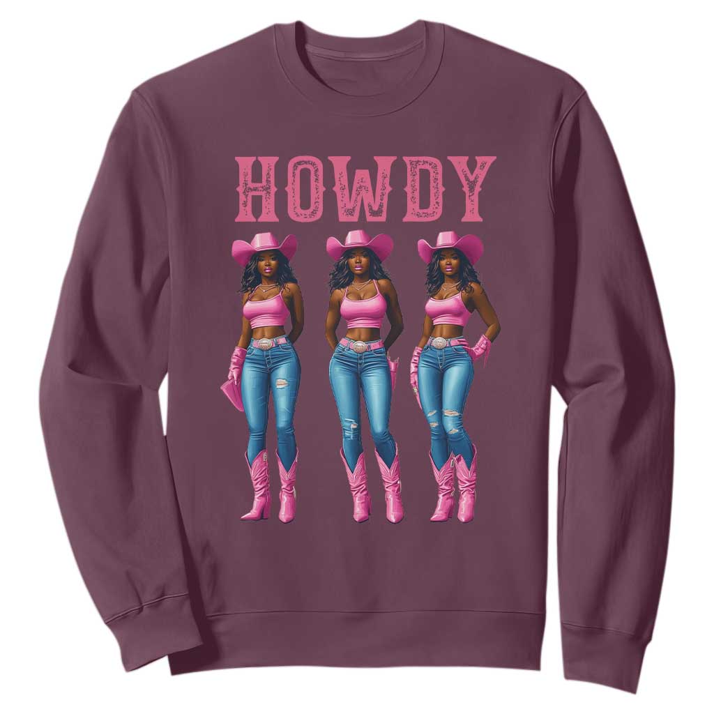 Howdy Melanin Cowgirl Sweatshirt Western Rodeo Women Black Cowgirls