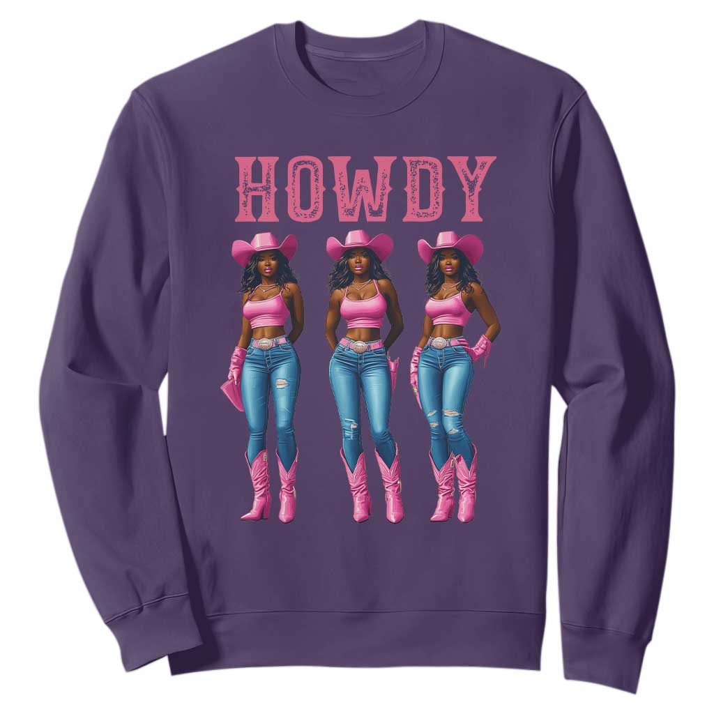 Howdy Melanin Cowgirl Sweatshirt Western Rodeo Women Black Cowgirls