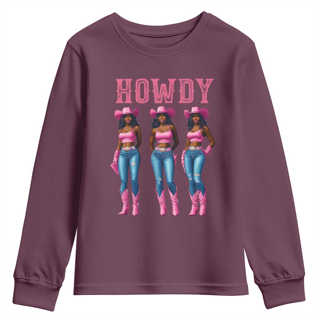 Howdy Melanin Cowgirl Youth Sweatshirt Western Rodeo Women Black Cowgirls