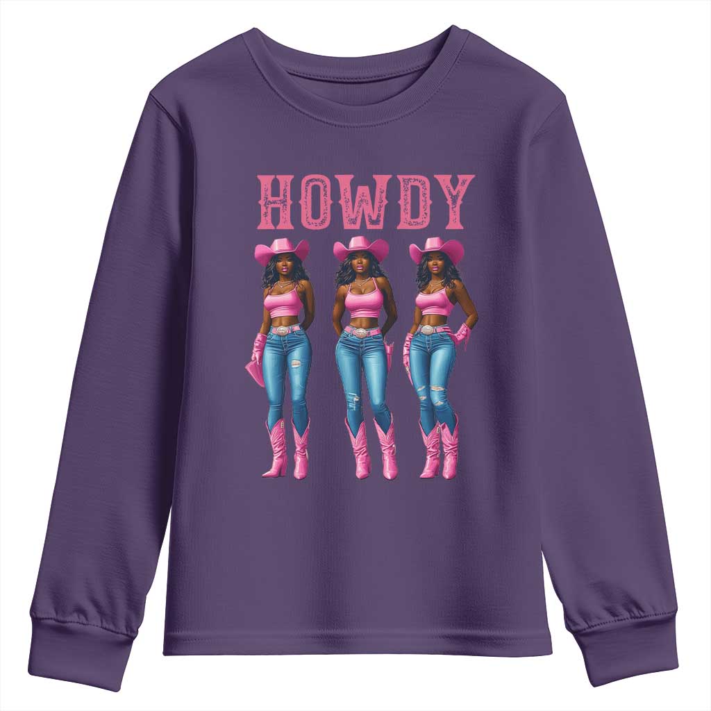 Howdy Melanin Cowgirl Youth Sweatshirt Western Rodeo Women Black Cowgirls