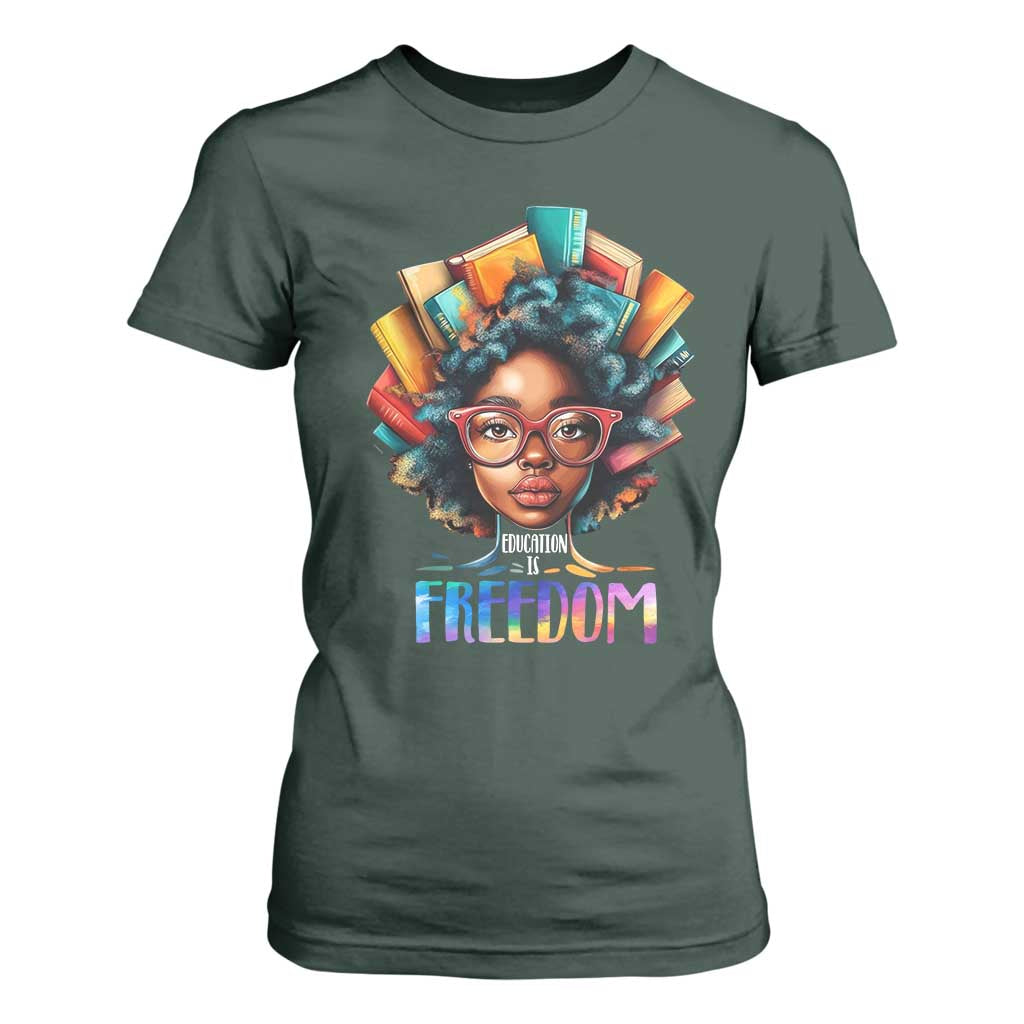 Black History Education Is Freedom T Shirt For Women Black Teacher Books