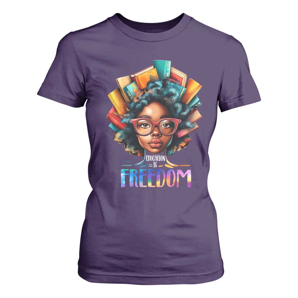 Black History Education Is Freedom T Shirt For Women Black Teacher Books