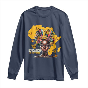 Black Education Is Freedom Long Sleeve Shirt Black Teacher History Month Books
