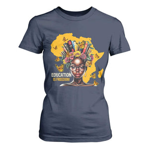 Black Education Is Freedom T Shirt For Women Black Teacher History Month Books