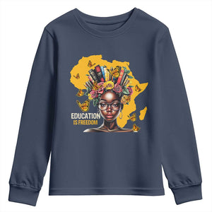 Black Education Is Freedom Youth Sweatshirt Black Teacher History Month Books