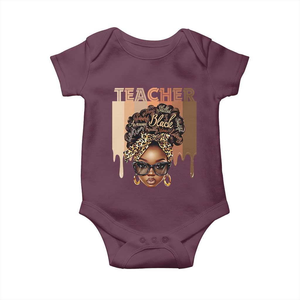 Black Teacher Magic Education Baby Onesie History Month Melanin Afro Hair