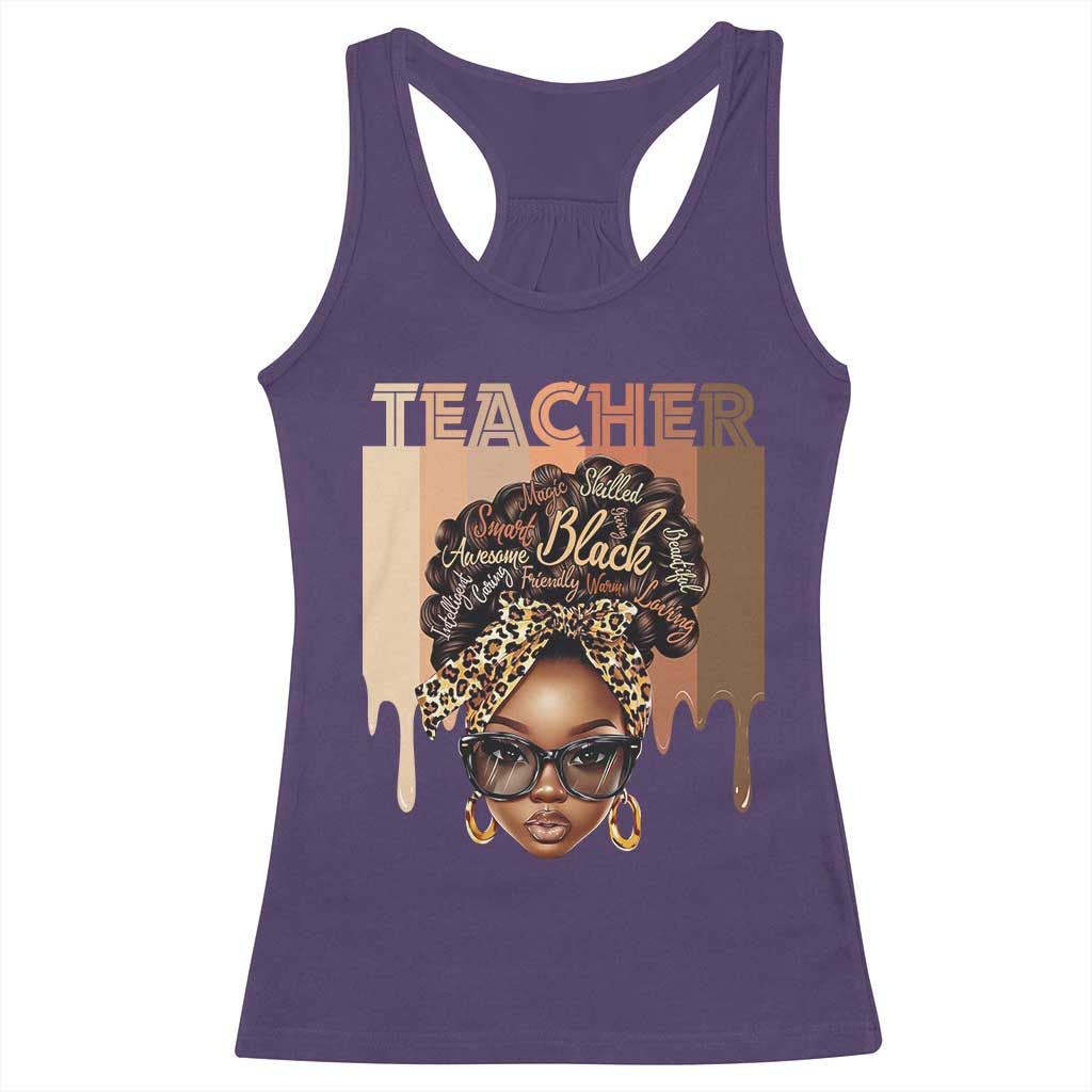 Black Teacher Magic Education Racerback Tank Top History Month Melanin Afro Hair